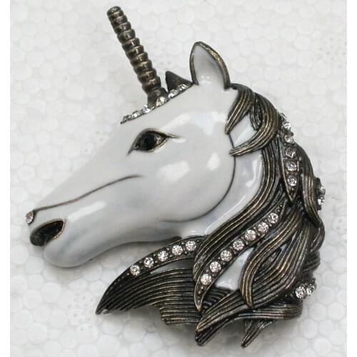 12pcs/lot Wholesale Fashion Brooch Rhinestone Enamel Unicorn Pin brooches Jewelry Gift C101783