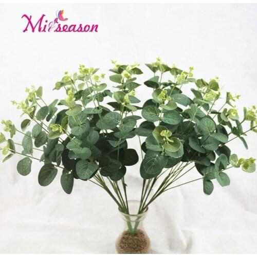 16 heads Green Artificial Leaves Large Eucalyptus Leaf Plants Wall Material Decorative Fake Plants Home Shop Garden Decor 50cm
