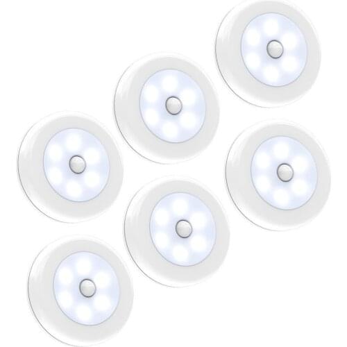 2PCS Motion Sensor Night light 6Leds Battery Powered Home Led light Closet Cabinet Night Light for Bathroom, Bedroom, Kitchen