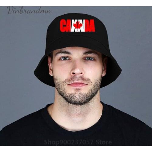 2020 Fashion Cotton 3D Red Canada Flag Panama Bucket Hat Canadian Maple Leaf Summer Streetwear Logo Bucket Cap