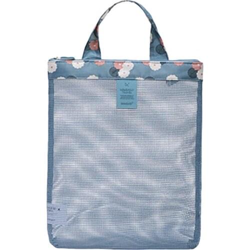 2021 Portable High Capacity Women Mesh Transparent Bag Double-layer Beach Bag Large Picnic Camping Bags Wash Bag Sports Handbag