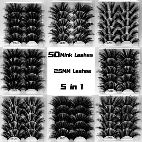 25mm Natural Bushy Fluffy Fake Lashes 5D Mink Eyelashes Multi-layer Extension Thick False Eyelashes Eye Makeup Tools