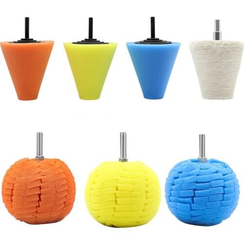 3 inch car polishing disc set wheel hub steel rim polishing waxing sponge wheel detail cone polishing pad ball set