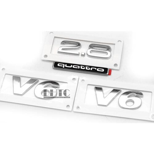 4x Set V6 Quattro 2.8 Wing Body Side Rear Badge Emblem Chrome For AUDI A4 A6 A8