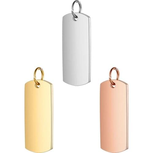 5pcs/Lot Stainless Steel Rectangle Charms Pendant 3 Colors For DIY Jewelry Making Accessories 8*23.5mm