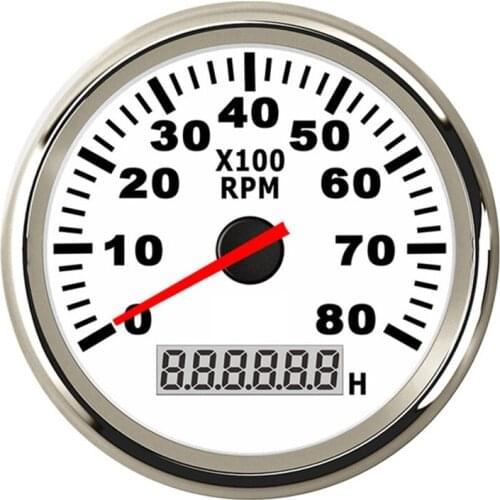 85mm 12V/24V 0-8000 RPM Hourmeter Tachometer Tacho Meters With LCD Light For Auto Marine Car Boat Truck