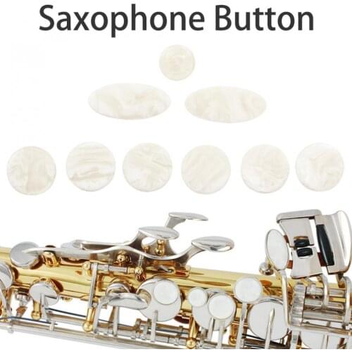 9pcs / set Saxophone Finger Buttons Pearl Real Abalone Shell Repair Parts Sax Replacement Inlays Keys