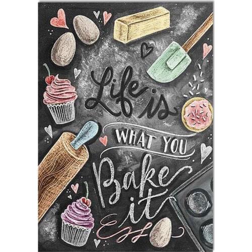 5D DIY Diamond Painting Life Is What You Bake It Hand-Craft Embroidery Rhinestone Mosaic Decoration Picture Cross Stitch Kit