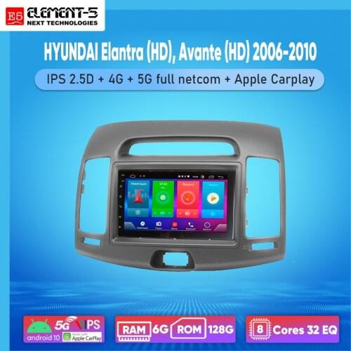 ELEMENT-5 7" 2G+32G Android 8,9,10 4G WIFI RDS DSP Car Radio For HYUNDAI Elantra (HD), Avante (HD) , Navigation GPS HiFi
