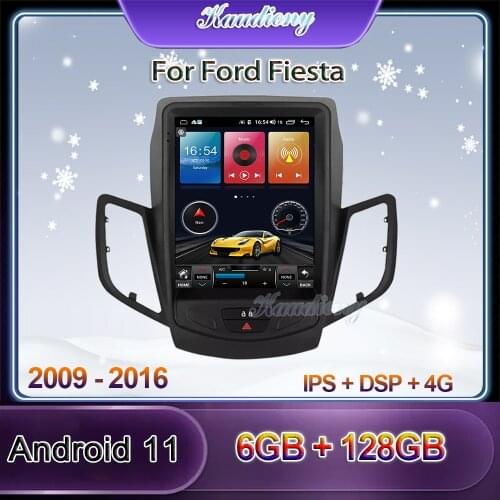 Kaudiony 10.4" Tesla Style Android 10.0 Car Radio For Ford Fiesta Car DVD Multimedia Player Auto GPS Navigation Stereo 2009-2016