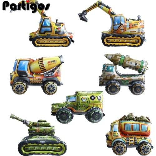 1pcs Large 4D Excavator Tank Truck Missile Car Balloon Assemble Car Helium Globos Kids Boys Birthday Party Decoration Supplies