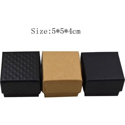 Kraft Paper boxes 5*5*4cm Box For Jewelry 80cs/lot 3Colors Square Ring Earring Packaging Boxes jewelry organizer box
