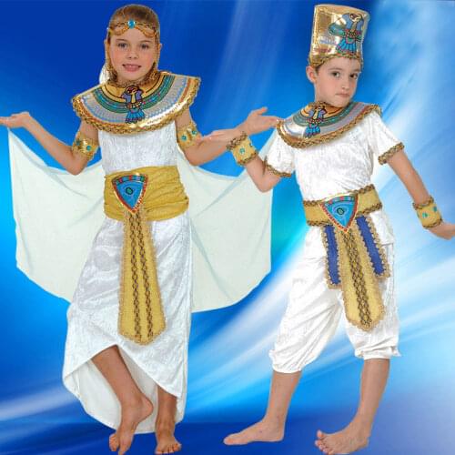Boy Girl Ancient Egypt Egyptian Pharaoh Cleopatra Prince Princess Costume for Children Kids Halloween Cosplay Costumes Clothing