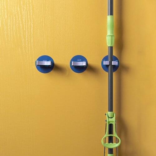 Kitchen Bathroom Storage Rack Mop Clip Broom Fixed Rack Free Punch Durable UK Storage Holders & Racks Home Storage Organization