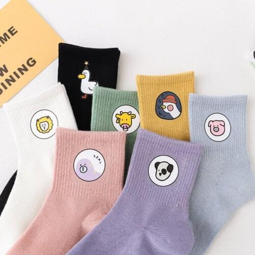 Summer Socks Women Tide Tube Socks Casual Cotton Socks Cartoon Print Short Tube Socks Cute Pig Long Socks Kawaii Student