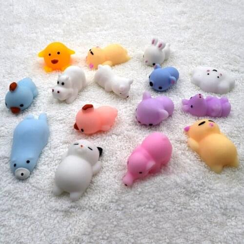 Cute Mini Animal Figurines Creative Decompression Extrusion Plastic Cartoon Animal Toys Sofa Bed Ornaments Decoration Crafts
