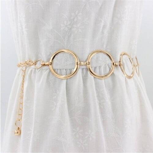 Fashion Girls Metal Waist Chain Gold Plated Belt Decoration Belt for Dresses Women Circle Metal String Designer Belts