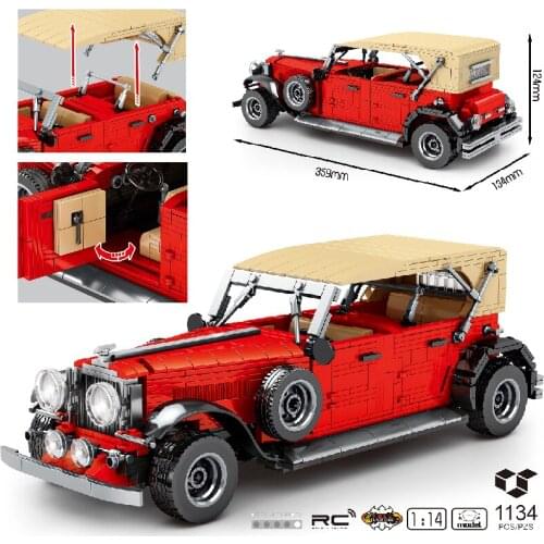 MOC 1134pcs Classic Car City Pull Back Sports Car Building Block Model High-Tech Speed Roadster Kid Toy Assembled DIY Brick Gift