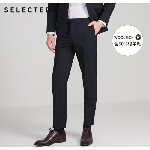 SELECTED Mens Slim Regular Fit Business Woolen Plaid Suit Pants S|42016B508