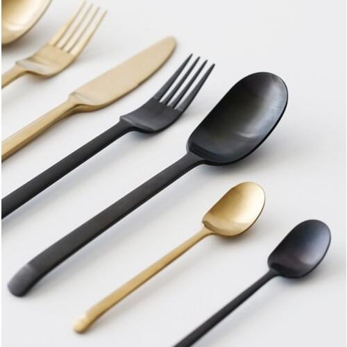 ANTOWALL 4pcs/Set Cutlery Gold Color Matt Finishing Flatware Set 304 Stainless Steel Spoon Fork Wholesale Dropshipping