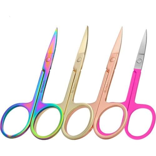 Stainless Steel Eyebrow Trimmer Scissor Eyebrow Trimmer Nose Hair Trimming Scissor Face Beauty Makeup Tools E1170