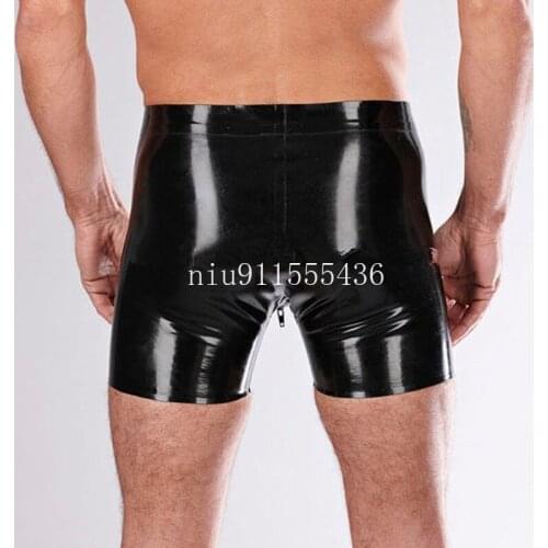 New Fetish Latex MenTight Short Pants With Crotch Zipper Customized gay fetish Men latex Sexy Latex Brief