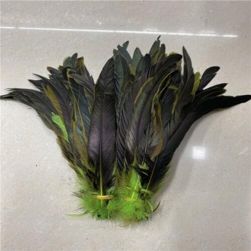 100pcs/lot Beautiful Green Rooster Feathers Cock 20-25cm 8-10inch Christmas Diy Jewelry Carnival Wedding Plumas De Faisan