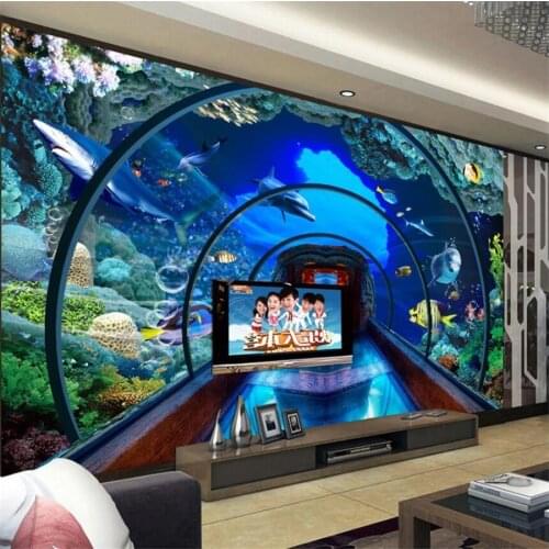 Wellyu Custom wallpaper 3d murals underwater world aquarium stereo обои background wall painting living room bedroom wallpaper