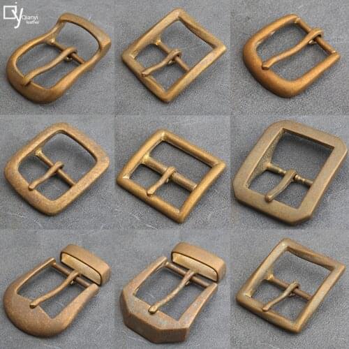 Belt buckle brass mens Brass retro hand stone wash belt pin buckle belt clip stainless steel