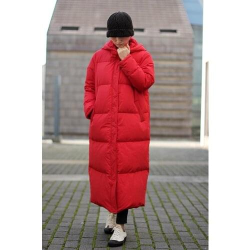 Size S-10XL X-Long Women Winter Down Coat Thick Long Down Jackets Winter Hooded Women Down Coat With Large Hem
