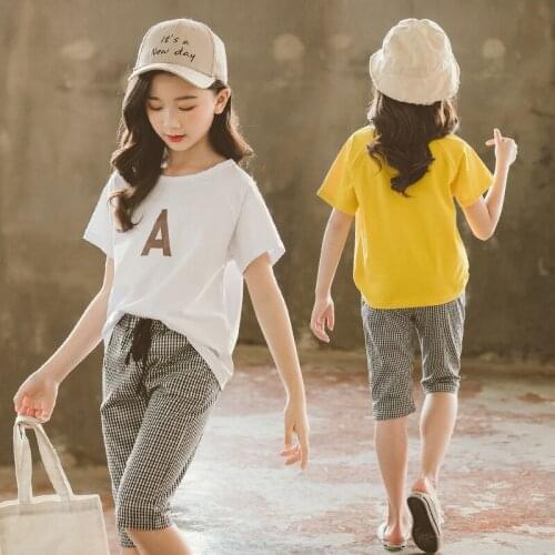 New Summer Girls Sets Two Pieces Children Clothes Tracksuit T Shirt + Pants Casual Kids Clothing Outfits 5 6 7 8 10 12 13 Years