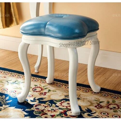 Solid Wood Makeup Stool Home European Style Dressing Stool American Bedroom Dressing Table Stool Simple Small Stool