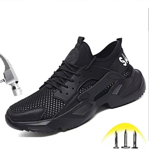 Light Safety Shoes for Men and Women Summer Mesh Breathable Deodorant Safety Work Sneakers Industrial Construction Footwear