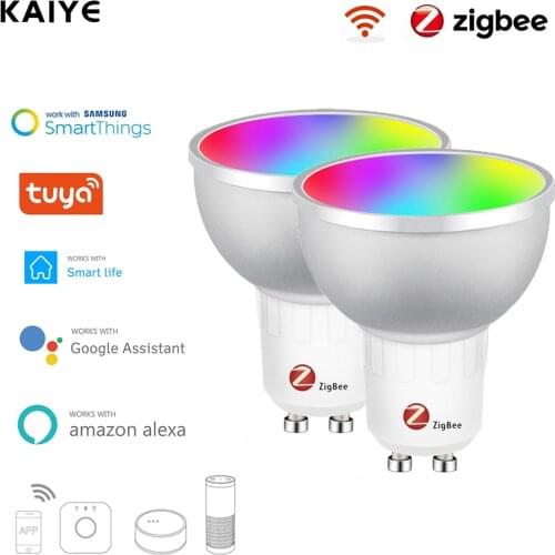 Tuya Zigbee 3.0 GU10 Smart Spotlight Bulb 5W RGBCW LED Lamp Cup Ceiling Light Work With Smart Life Alexa Google Home SmartThings