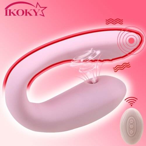 IKOKY Sex Toys for Couple G-spot Vibrator Sucking Vibrator U Shape Bendable Clitoris Stimulator Vibrator Nipple Clit Sucker