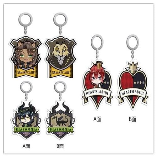 Twisted Wonderland Keychain Cute Acrylic Key Chain Earring Pendant Cartoon Key Ring Anime Accessories