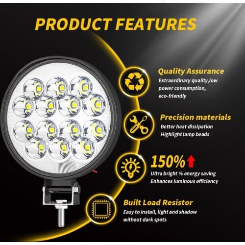 42W LED Bar Work Light Waterproof 6500K Energy Saving Round LED Light Super Bright Daylight White Light for Car Motorcycle