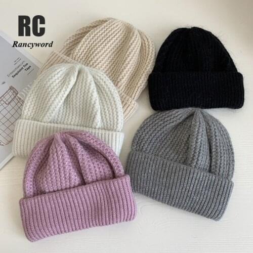 Knitted Hats for Women Black Beanie Hat Winter Mens Hats Women Beanies For Ladies Skullcap Solid Cap Knitted Thick hat