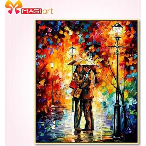 Cross stitch kits Embroidery needlework sets 11CT water soluble canvas patterns 14CT in the rain-NCMP036