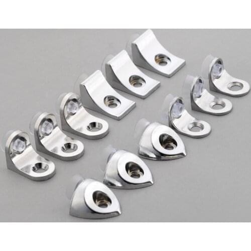 10Pc Metal Plate Glass Wood Shelf Clip Clamp Suction Cup Support Holder Bracket Suction Cup Base Metal Plate Glass Shelf w/Screw
