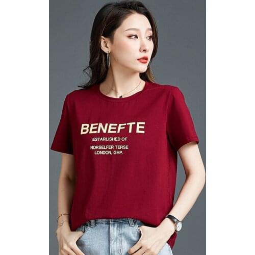 The New Summer 2021 Printed Letter Simple Fashion T Shirt for Women 100% Cotton Korean Version Loose
