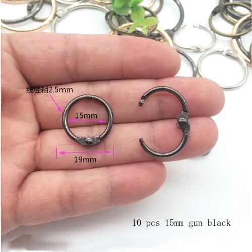 10Pcs /Lot Inner Diameter 15mm Metal Spring Gate O Ring Openable Keyring DIY For Bag Belt Strap Chain Buckles Snap Accessories