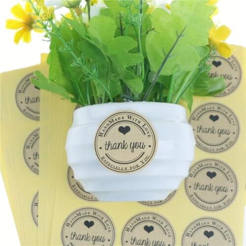 120pcs Thank You Handmade Love Self Adhesive Sealing Stickers Kraft Label Sticker DIY Hand Made Gift Cake Candy Paper Tags