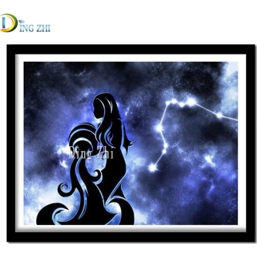 5D Diy Diamond Painting Aquarius Girl Full Diamond Square/Round Diamond Embroidery Cross Stitch 12 Constellations Christmas Gift