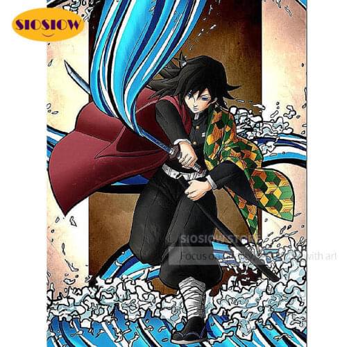 5d Diy Diamond Painting Demon Slayer Kimetsu No Yaiba Figure Tomioka Giyuu 3d Diamond Mosaic Embroidery Full Square Cross Stitch