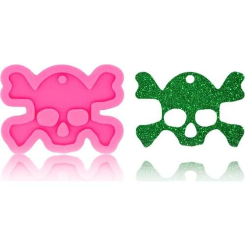 DIY shiny pirate skull skull silicone mold keychain jewelry pendant resin mold fondant cake decoration baking mold 7.8*5.6cm