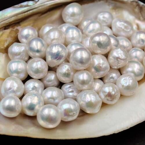 MADALENA SARARA 10.5-12mm AAA Baroque Round Freshwater Pearl Natural White Loose Pearl Bead Naked For Diy Jewelry Making