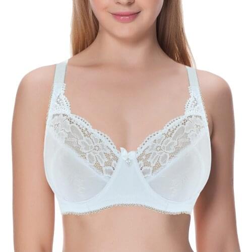 New Womens Full Coverage Jacquard Non Padded Lace Sheer Underwire Plus Size Bra 75 80 85 90 95 100 105 A B C D E F G