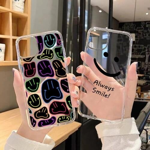 Funny Cartoon Smile Face Phone Case For iphone 5 5s se 2 6 6s 7 8 12 mini plus X XS XR 11 PRO MAX transparent trend bumper soft