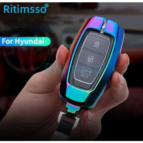 Zinc Alloy Tpu Car Key Case Cover Protector Shell for Hyundai I30 Ix35 Encino Azera Accent TM Palisade Santa Fe Auto Decoration